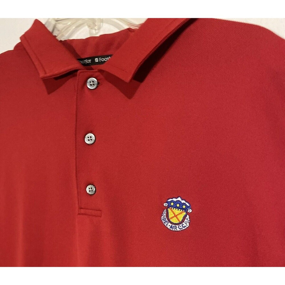 FootJoy FJ Red Golf Polo Shirt XL Men Short Sleeves BelAir Country Club Insignia - Picture 3 of 12